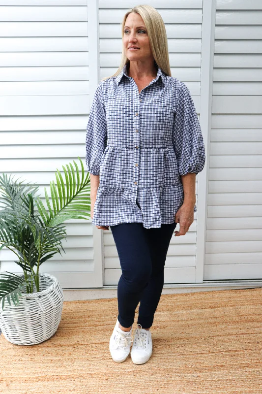 Chic Trend Collection Heartland Shirt in Navy Checks