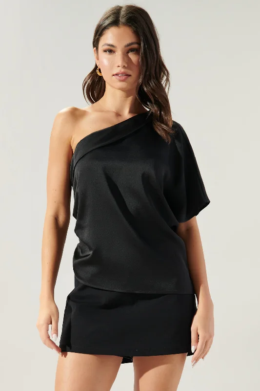 Latest Fashion Chateau One Shoulder Drape Sleeve Top