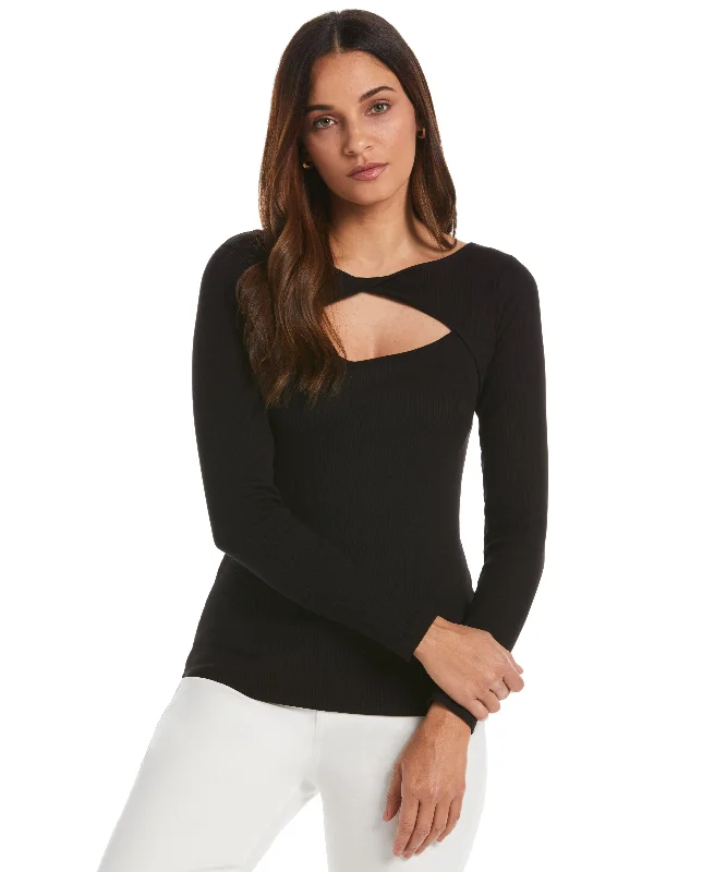 Chic Style Discounts Rib Knit Cutout Top