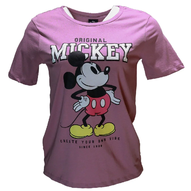 Trendy Fashion Sale Mauve Mickey Printed T Shirt