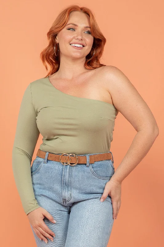 Fashion Forward FINAL SALE | Sass Anna One Sleeve Top Sage Green