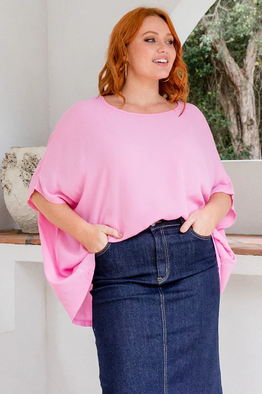 Premium Style Brodie Drape Top Pink