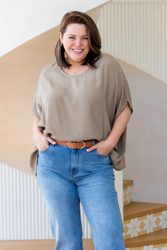 Limited Time Offers Brodie Drape Top Latte