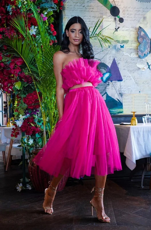 Stupidly Low Prices Nyra Tulle Top in Hot Pink