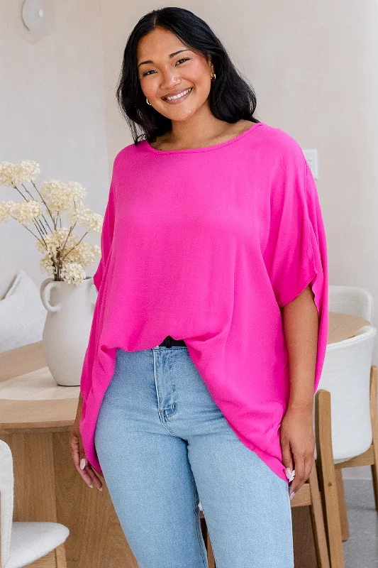 Limited Time Offer Brodie Drape Top Magenta