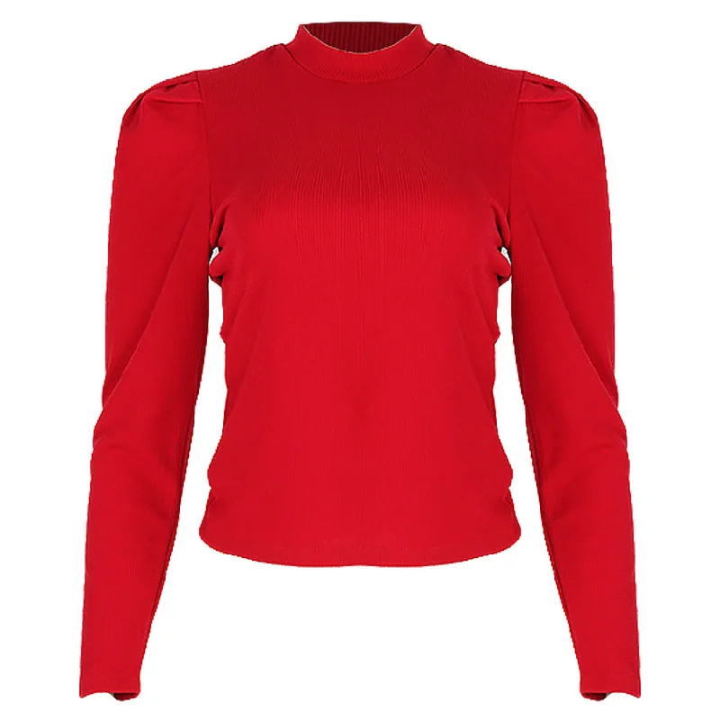 Exclusive Deals Online REDTAG Women's Red Formal Jersey Tops