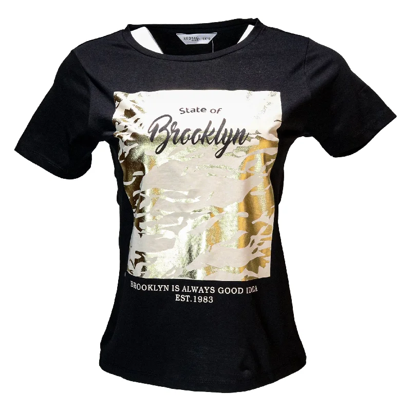 Shop The Hottest Deals Black Foil Printed T Shirt