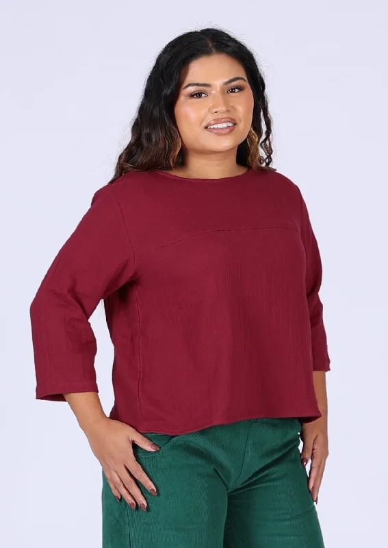 Polished Style Deals Demi Top Tibetan Red