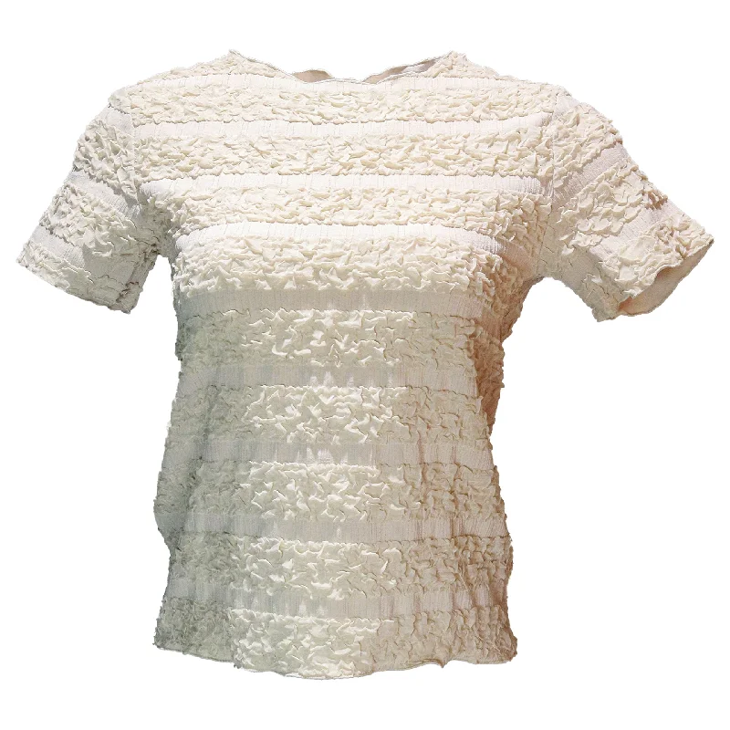 Must Haves Cream Printed Rib T Shirt