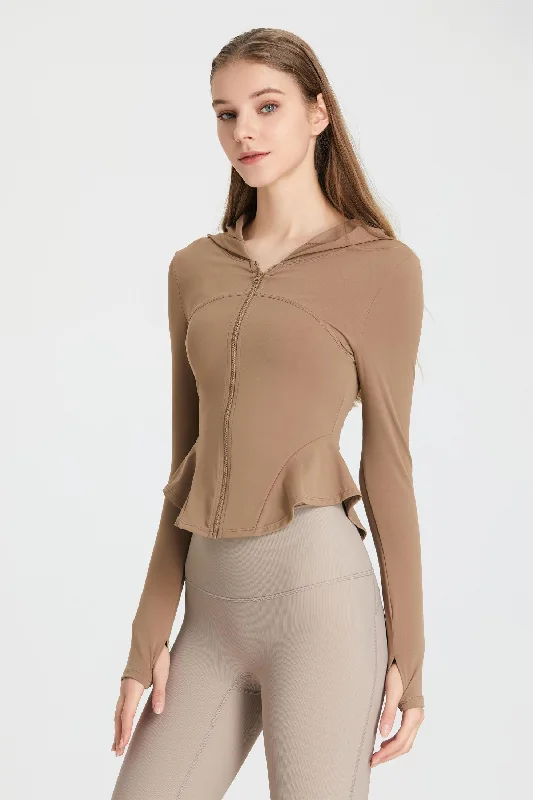 Women's Casual Wear Clothing Fitted Zip-Up Long Sleeve Hoodie