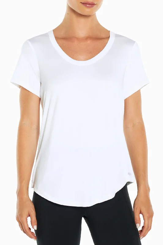Women's Workout Clothing Gather Tee (White)