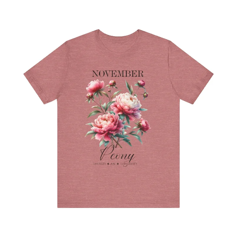 Women's Holiday Clothing November Peony Flowers T-Shirt