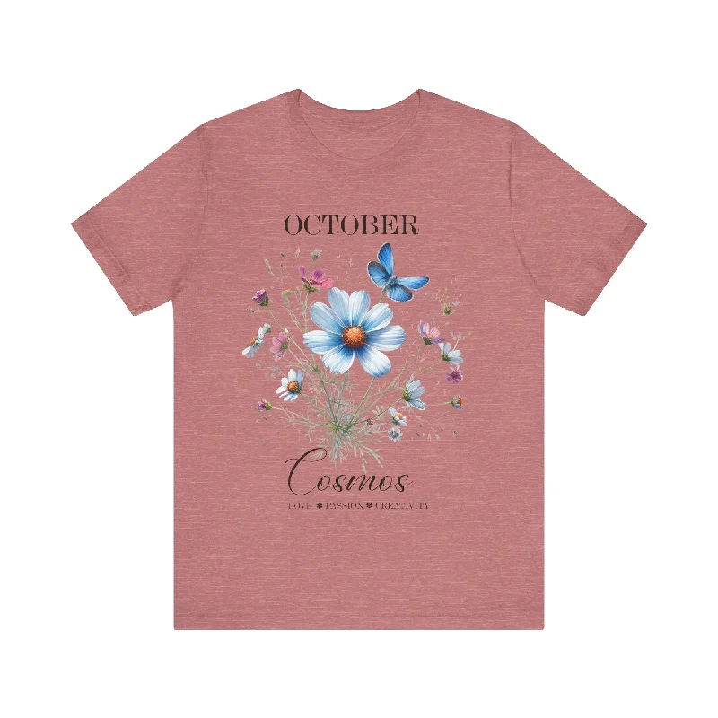 Women's Casual Wear Clothing October Cosmos Flowers T-Shirt