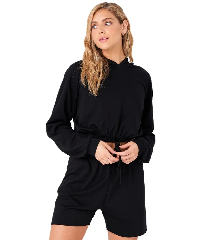 Luxury Women's Clothing Onzie Cinch Crop Hoodie Black Fleece