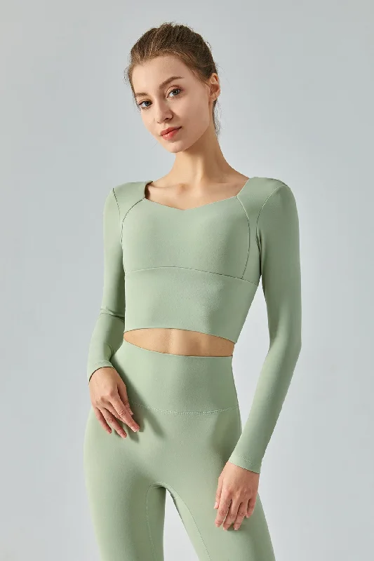 Women's Contemporary Clothing Long Sleeve Open Back Crop Shirts
