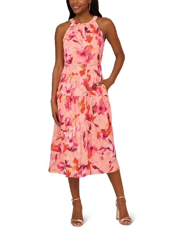 Stylish Loungewear for Women Adrianna Papell Shirred Tiered Halter Dress