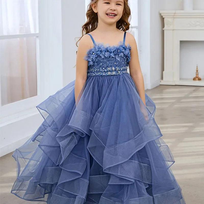 Women's High-Fashion Clothes Blue Lace Flower Girl Dress - Fluffy Tulle, Spaghetti Straps, Kids Wedding Bridesmaid & Birthday Party Outfit Women's High-Fashion Clothes Blue Lace Flower Girl Dress - Fluffy Tulle, Spaghetti Straps, Kids Wedding Bridesmaid & Birthday Party Outfit