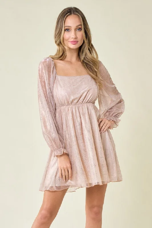 Women's Fashionable Clothing Sets Blush Square Neck Holiday Dress