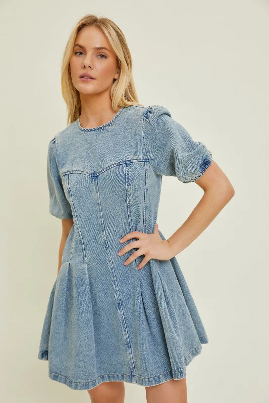 Women's Transitional Clothes Denim Washed Denim Mini Dress