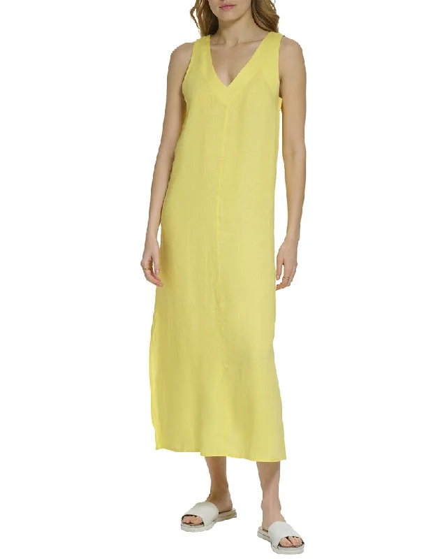 Get The Latest Trends DKNY V-Neck Linen Maxi Dress