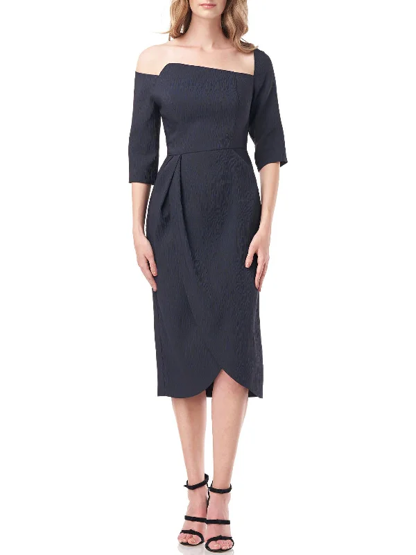 Stylish Outerwear Clothes For Women Elisa Womens Midi Off-The-Shoulder Cocktail and Party Dress