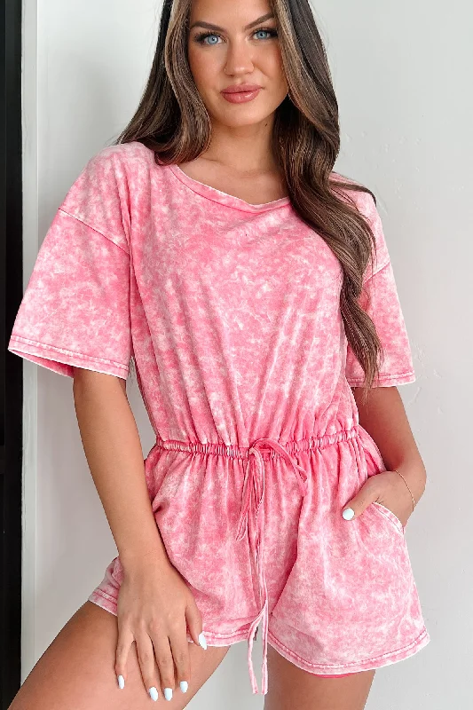 Enjoy Discount Happy To Be Home Mineral Wash Romper (Pink)