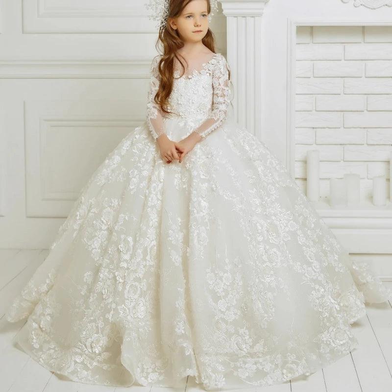 Women's Night-Out Clothes Ivory Flower Girl Dress - Luxurious Lace & Floral Appliques, Long Sleeve, Perfect for Wedding, Prom, Party, Pageant Gowns Women's Night-Out Clothes Ivory Flower Girl Dress - Luxurious Lace & Floral Appliques, Long Sleeve, Perfect for Wedding, Prom, Party, Pageant Gowns