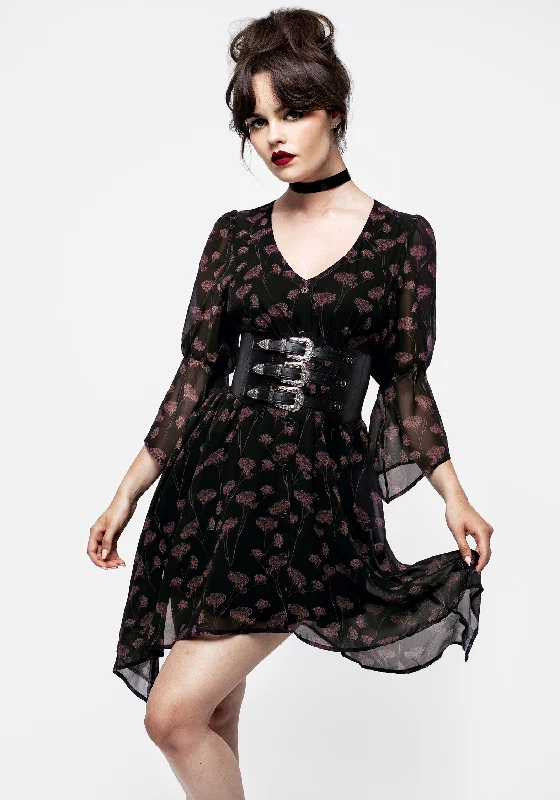 Special Offers, Don't Miss Judas V-Neck Flute Sleeve Mini Shirt Dress