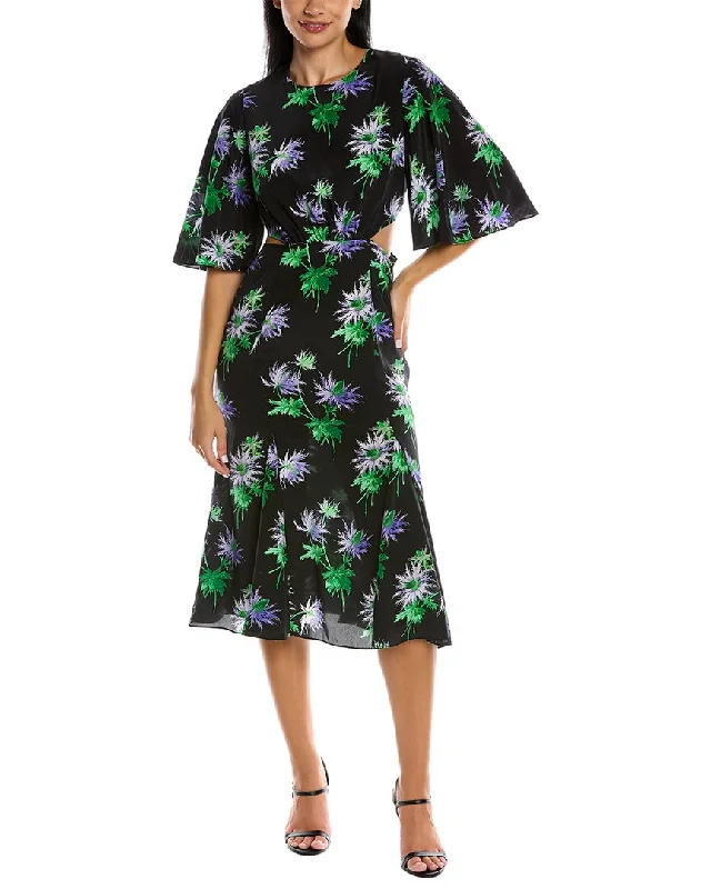 Women's Clothes For Outdoor Events Les Reveries Flutter Sleeve Silk Wrap Dress