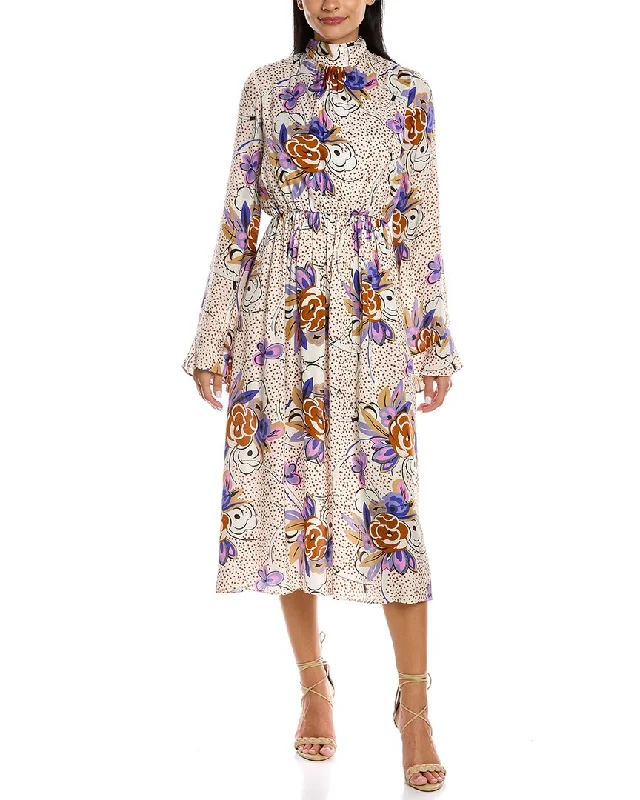 Women's Comfortable Clothes For Weekends Les Reveries Ruffle Pussy Bow Dress