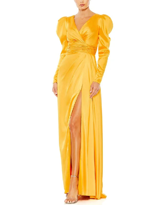 Versatile Wardrobe Essentials Mac Duggal Faux Wrap A-Line Gown