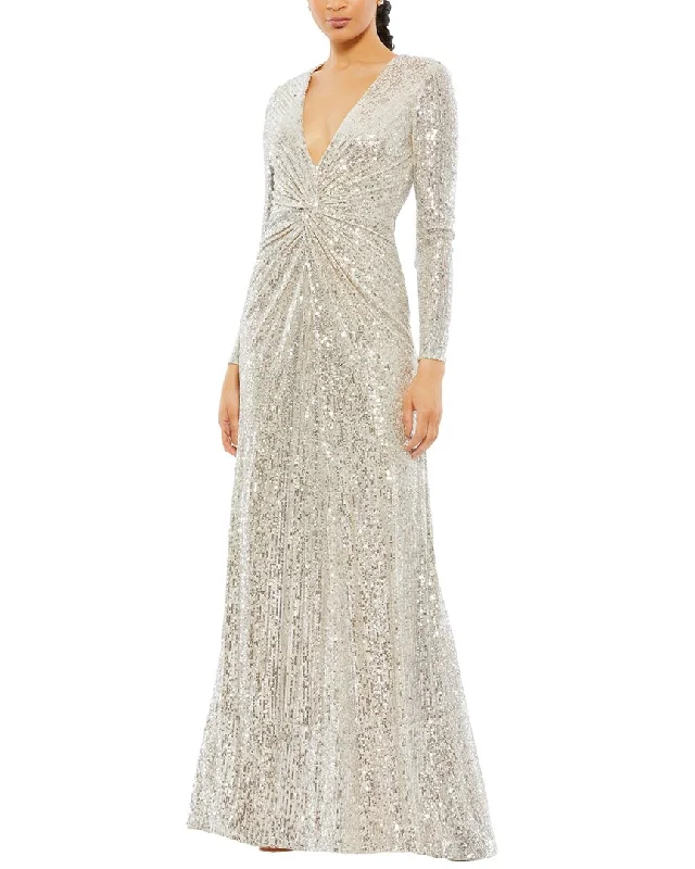 Laid-Back Elegance Mac Duggal Sequined Front Knot Gown