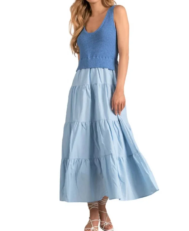 Don't Miss Out Madeline Combo Dress In Light Blue