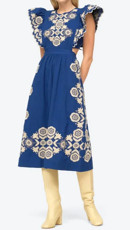 Women's Clothing For Outdoor Activities Manuela Apron Dress in Blue