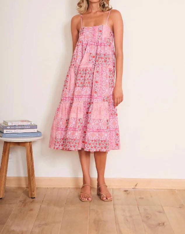 Online Boutiques Clothing Noelle Dress In Pink Patchwork