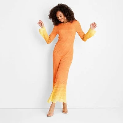 Relaxed Fit Women's Fashion Open Box - Women's Long Sleeve Open Back Maxi Dress - Future Collective with Jenee Naylor Orange Ombre XXS