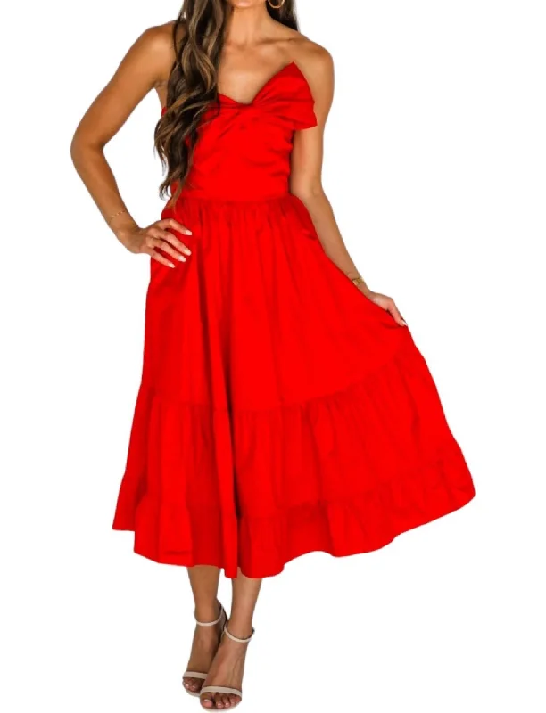 Must-Have Styles Pretty Little Thing Midi Dress In Scarlet Red