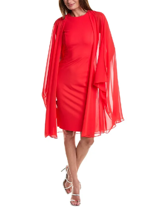 Chic Women's Outfit Ideas Teri Jon by Rickie Freeman Scuba Crepe Cape Sleeve Sheath Dress