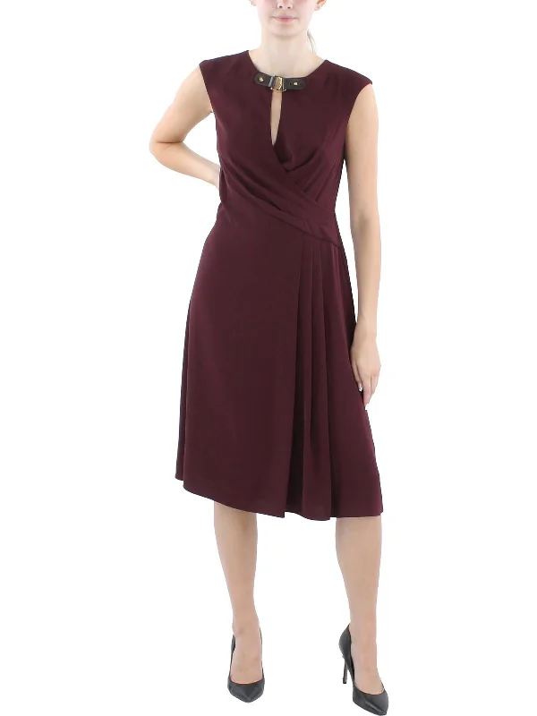 Cheap Women's Clothing Online Womens Buckle Trim Knee-Length Sheath Dress