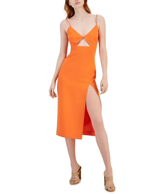 Valentine's Special Womens Cut-Out Polyester Midi Dress