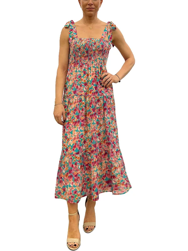 Women's Clothing Boutique Womens Floral Print Mid-Calf Midi Dress