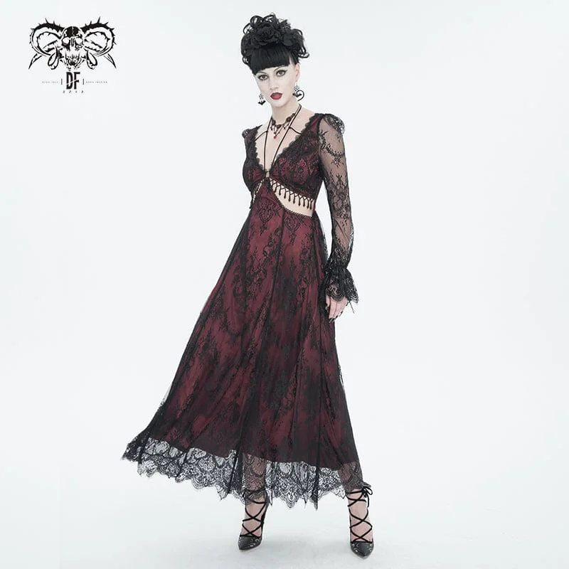 Women's Evening Clothes Women's Gothic Cutout Beaded Lace Wedding Dress
