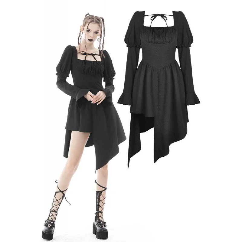 Fashionable Women's Clothing Women's Punk Irregular Puff Sleeved Ruched Dress