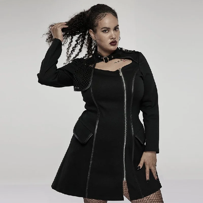 Women's Seasonal Wardrobe Clothing Women's Plus Size Punk Military Style Side Zip Long Sleeved Dress