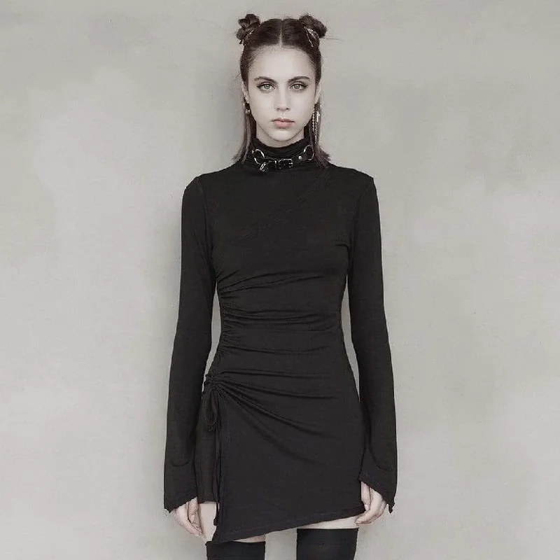 Women's Casual Clothing For Lounging Women's Punk Drawstring Irregular Short Dress