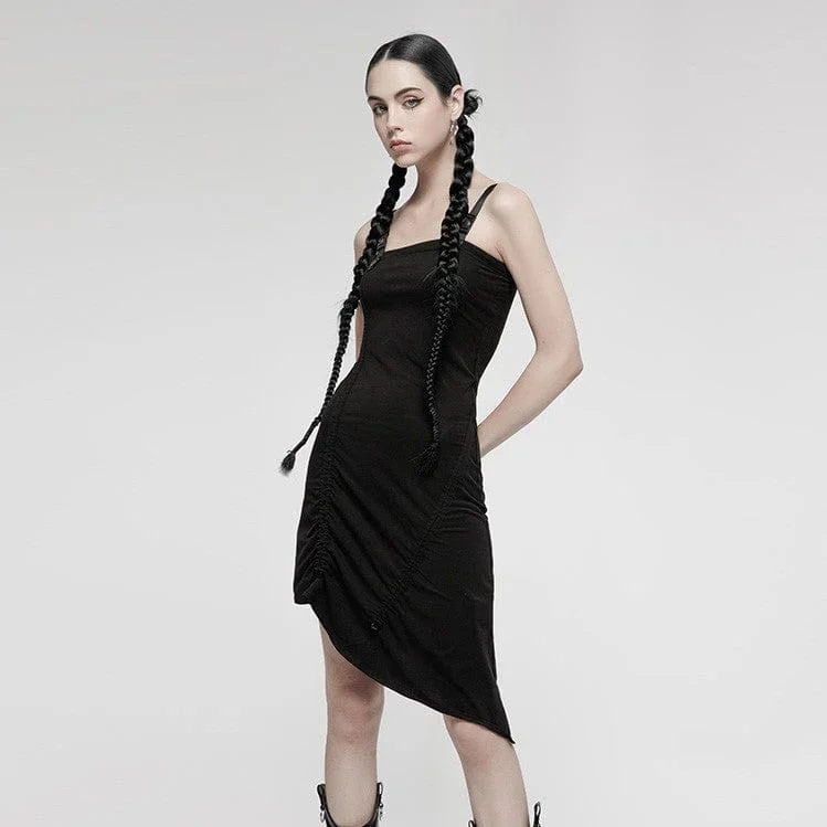 Affordable Fashion Clothing For Women Women's Punk Irregular Hem Ruffles Slip Dress