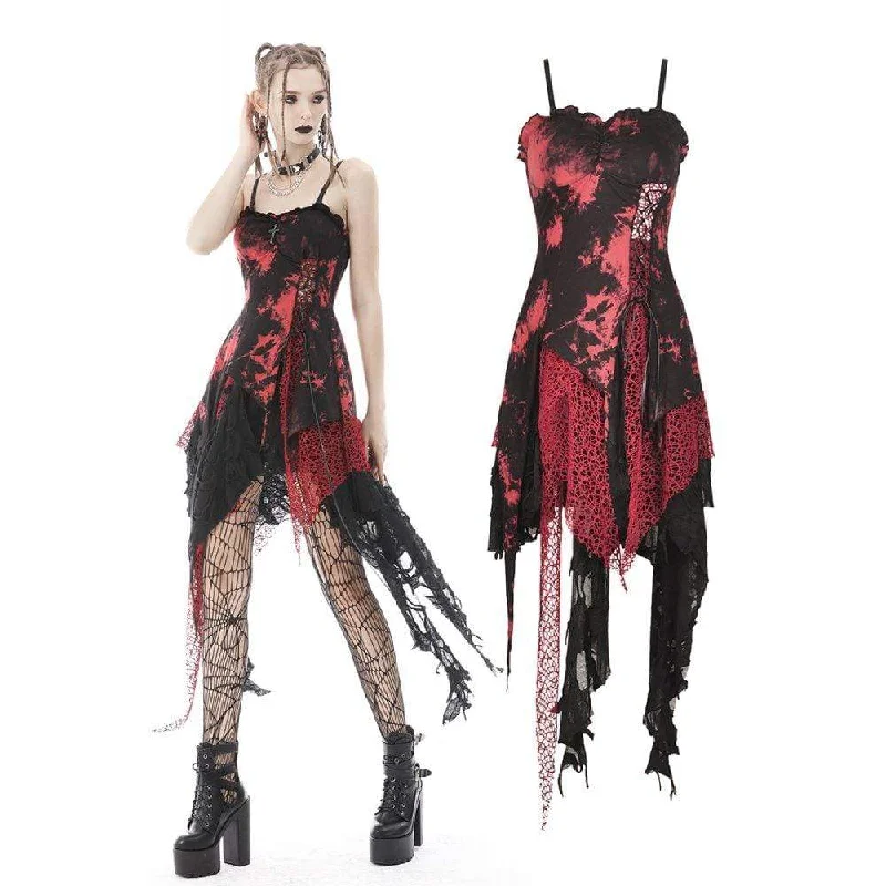Women's Clothing Sets Women's Punk Irregular Tie-dyed Splice Slip Dress Wedding Dress