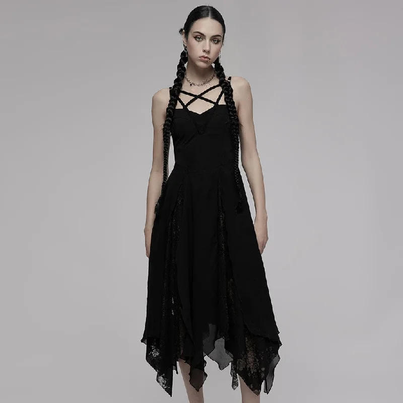 Women's Contemporary Clothing Women's Punk Multilayer Lace Slip Dress