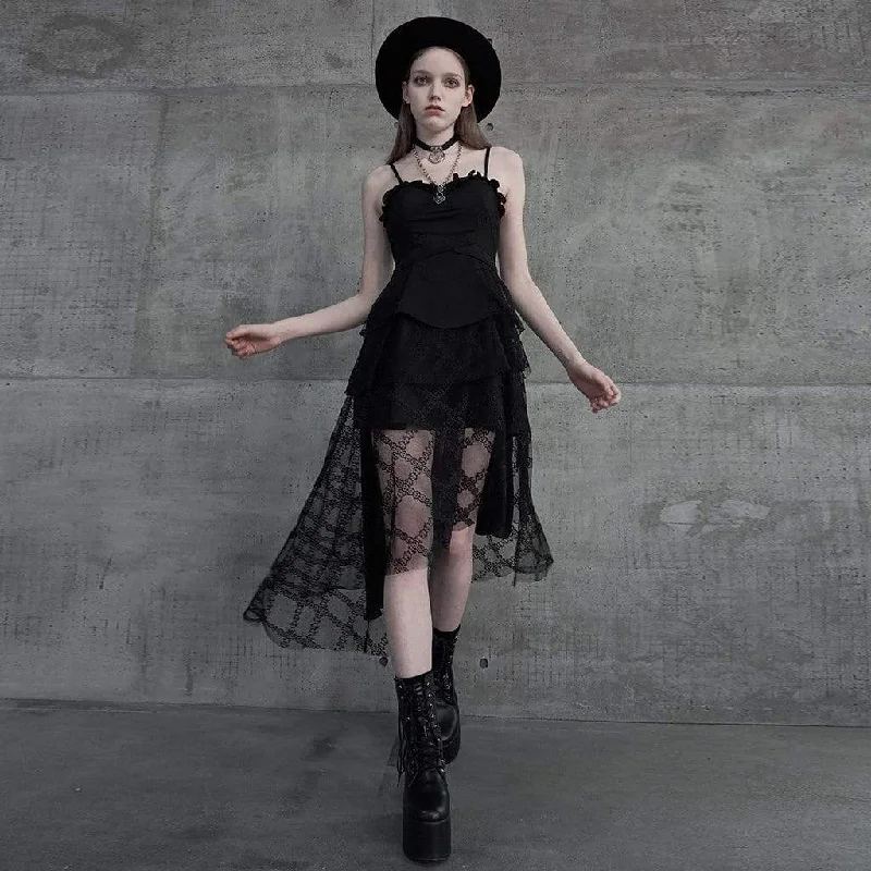 Women's Vintage Clothes Women's Punk Multilayer Mesh Slip Dress