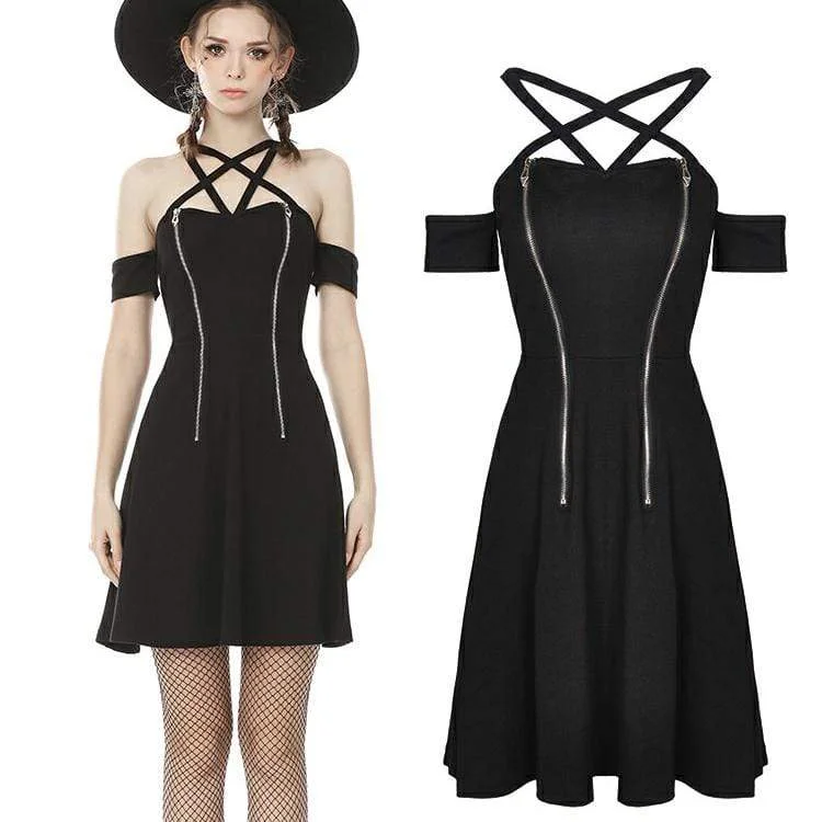 Women's Office Clothing Women's Punk Off Shoulder Star Halterneck Black Little Dresses Women's Office Clothing Women's Punk Off Shoulder Star Halterneck Black Little Dresses